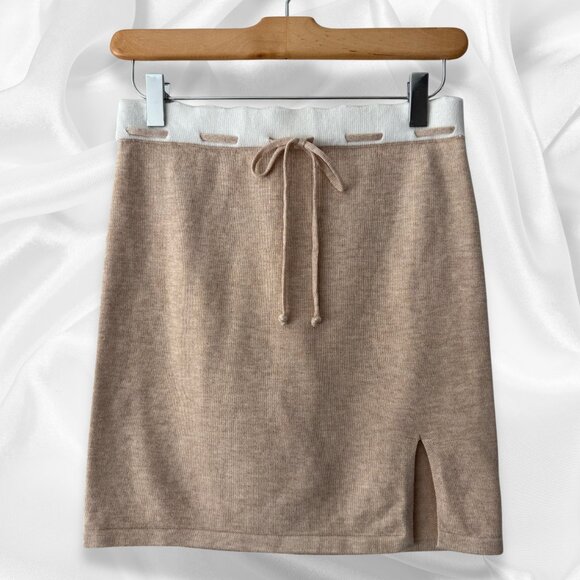 Dee Elly Dresses & Skirts - Dee Elly 100% Linen Mini Skirt | Soft Neutral Beige | Drawstring Waist | Size SM